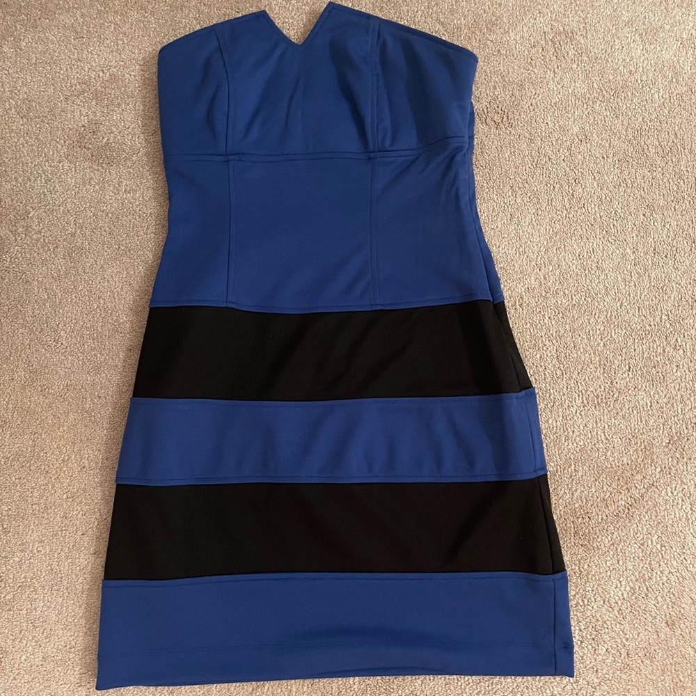 Bailey Blue and black womens medium strapless dress